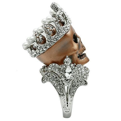 MA3W010 - Special Color White Metal Ring with Synthetic Pearl in White