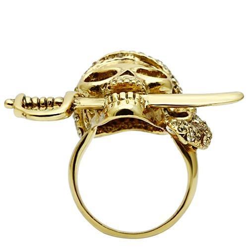 MA3W011 - Gold White Metal Ring with Top Grade Crystal in Citrine Yellow