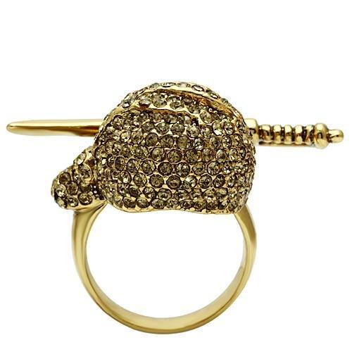 MA3W011 - Gold White Metal Ring with Top Grade Crystal in Citrine Yellow