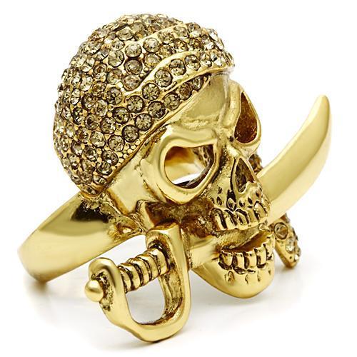 MA3W011 - Gold White Metal Ring with Top Grade Crystal in Citrine Yellow