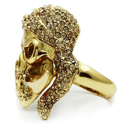 MA3W011 - Gold White Metal Ring with Top Grade Crystal in Citrine Yellow