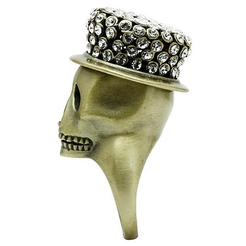 MA3W013 - Antique Copper White Metal Ring with Top Grade Crystal in Clear