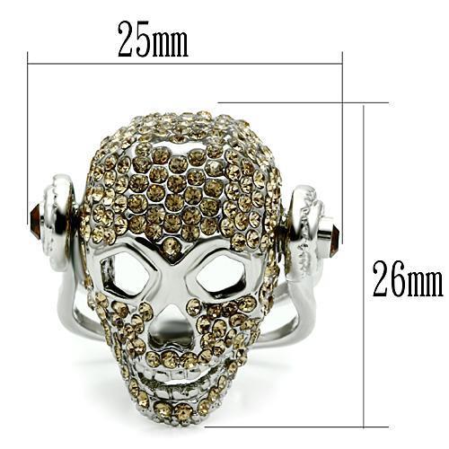 MA3W016 - Rhodium White Metal Ring with Top Grade Crystal in Citrine Yellow