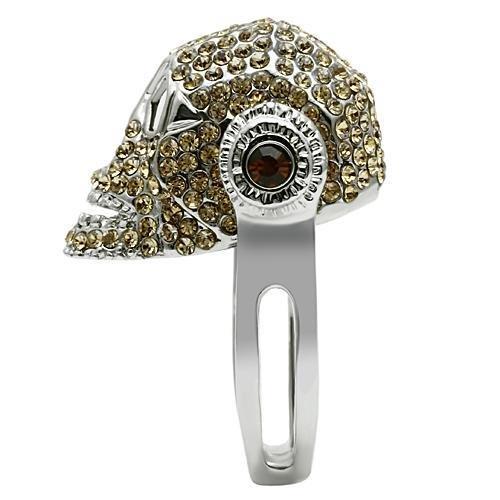 MA3W016 - Rhodium White Metal Ring with Top Grade Crystal in Citrine Yellow