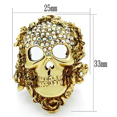 MA3W017 - Gold White Metal Ring with Top Grade Crystal in Aurora Borealis (Rainbow Effect)