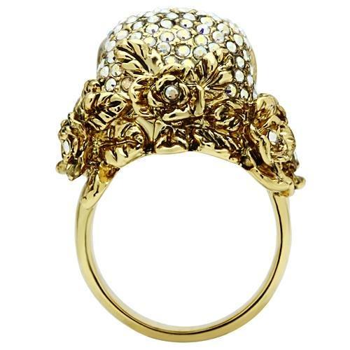 MA3W017 - Gold White Metal Ring with Top Grade Crystal in Aurora Borealis (Rainbow Effect)