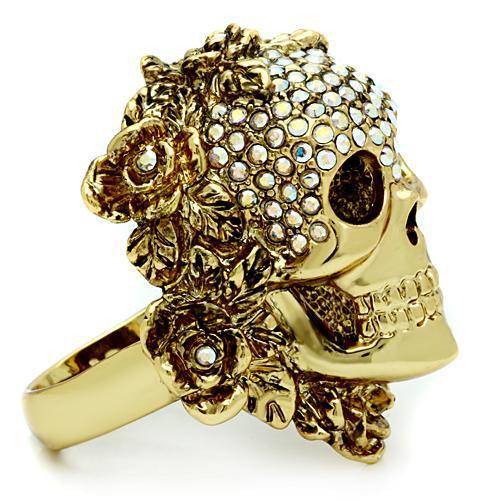 MA3W017 - Gold White Metal Ring with Top Grade Crystal in Aurora Borealis (Rainbow Effect)