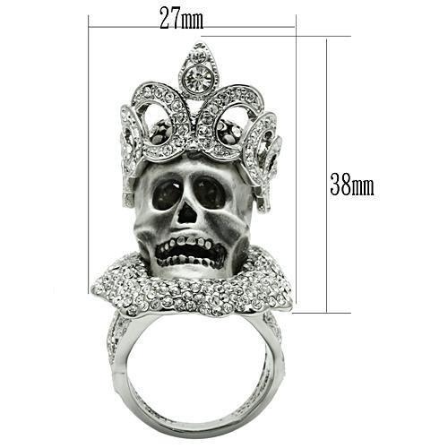 MA3W018 - Matte Rhodium & Rhodium White Metal Ring with Top Grade Crystal in Clear
