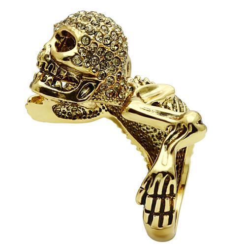 MA3W020 - Gold White Metal Ring with Top Grade Crystal in Citrine Yellow