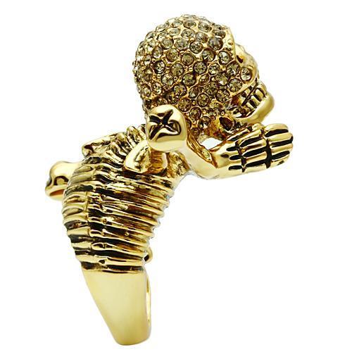 MA3W020 - Gold White Metal Ring with Top Grade Crystal in Citrine Yellow
