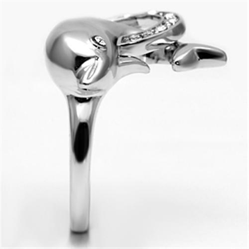 MA3W032 - Rhodium Brass Ring with Top Grade Crystal in Clear