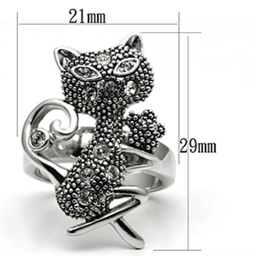 MA3W036 - Rhodium Brass Ring with Top Grade Crystal in Clear
