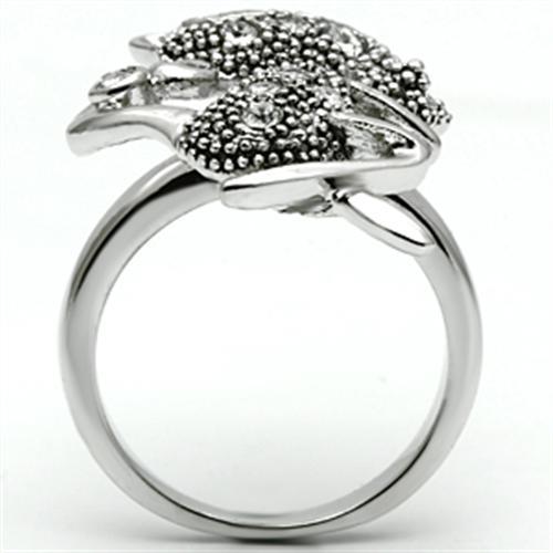MA3W036 - Rhodium Brass Ring with Top Grade Crystal in Clear