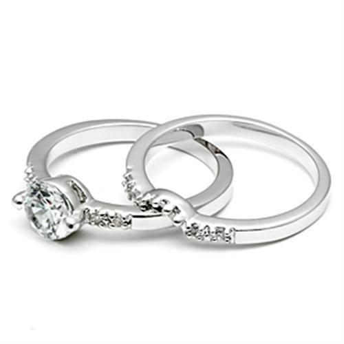 MA3W044 - Rhodium Brass Ring with AAA Grade CZ in Clear