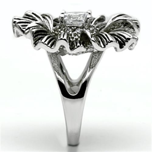 MA3W060 - Rhodium Brass Ring with AAA Grade CZ in Clear