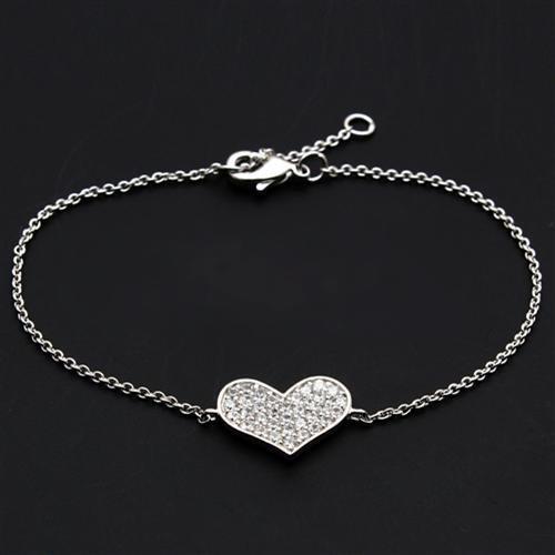 MA3W067 - Rhodium Brass Bracelet with AAA Grade CZ in Clear