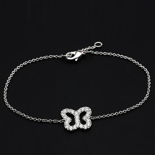 MA3W070 Rhodium Brass Bracelet with AAA Grade CZ in Clear