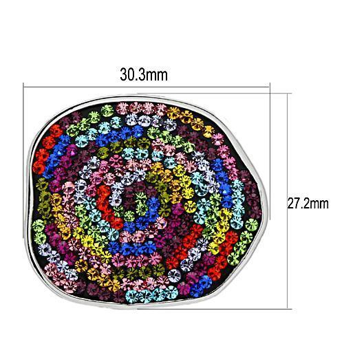 MA3W071 - Rhodium Brass Pendant with Top Grade Crystal in Multi Color