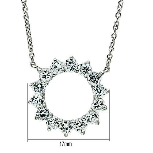 MA3W072 Rhodium Brass Necklace with AAA Grade CZ in Clear