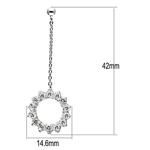 MA3W081 - Rhodium Brass Earrings with AAA Grade CZ in Clear