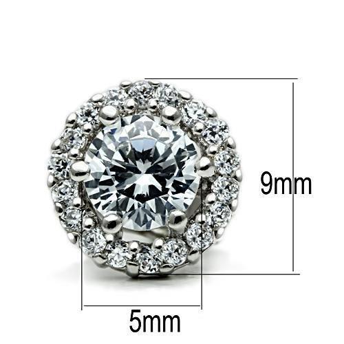 MA3W096 - Rhodium Brass Earrings with AAA Grade CZ in Clear