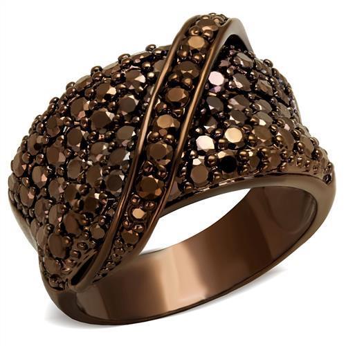 MA3W1098 - IP Coffee light Brass Ring with AAA Grade CZ in Light Coffee