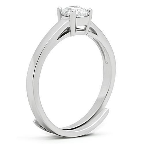 MA3W112 - Rhodium Brass Ring with AAA Grade CZ in Clear