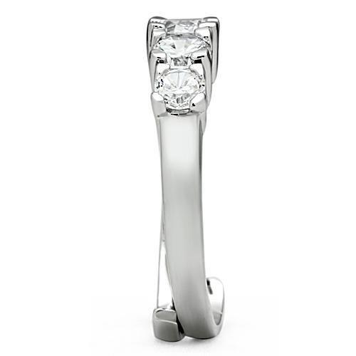 MA3W134 - Rhodium Brass Ring with AAA Grade CZ in Clear