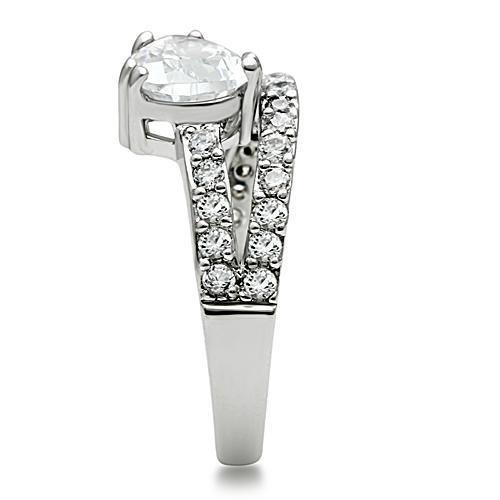 MA3W136 - Rhodium Brass Ring with AAA Grade CZ in Clear