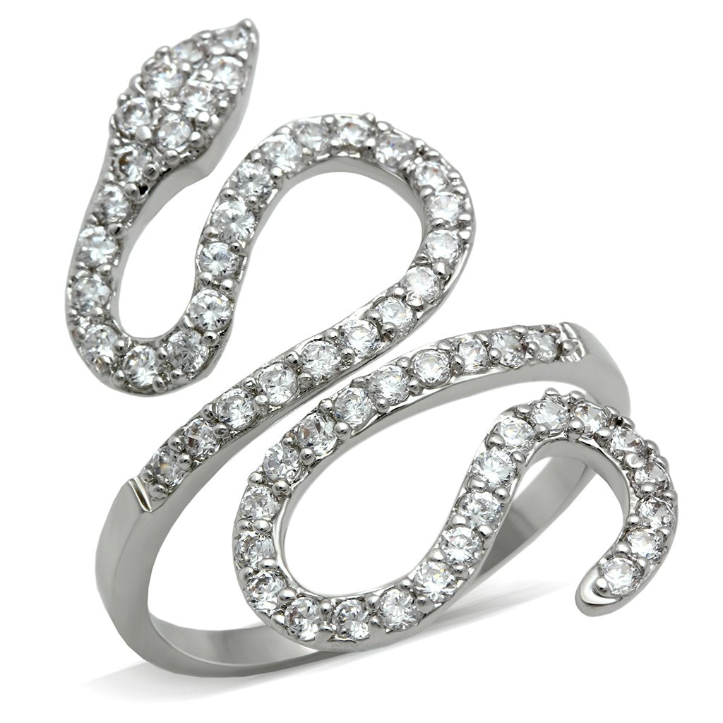 MA3W138 - Rhodium Brass Ring with AAA Grade CZ in Clear