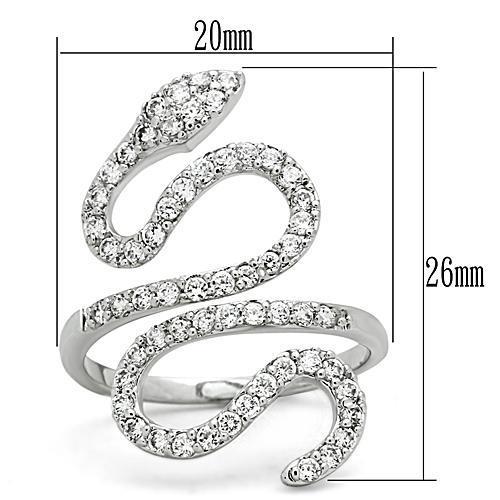 MA3W138 - Rhodium Brass Ring with AAA Grade CZ in Clear