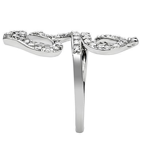 MA3W138 - Rhodium Brass Ring with AAA Grade CZ in Clear