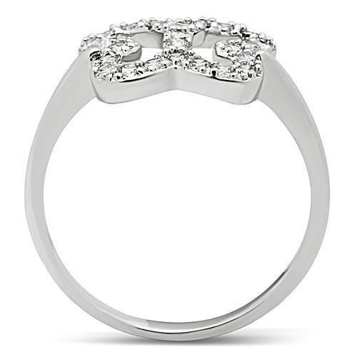 MA3W139 - Rhodium Brass Ring with AAA Grade CZ in Clear