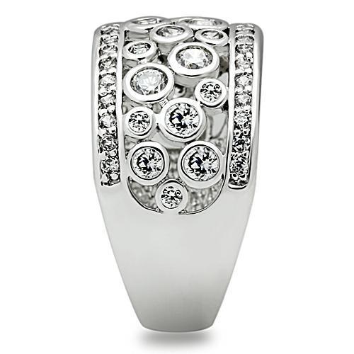 MA3W141 - Rhodium Brass Ring with AAA Grade CZ in Clear