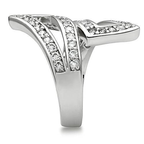 MA3W150 - Rhodium Brass Ring with AAA Grade CZ in Clear