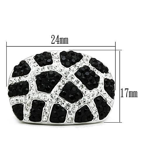 MA3W151 - Rhodium + Ruthenium Brass Ring with Top Grade Crystal in Multi Color