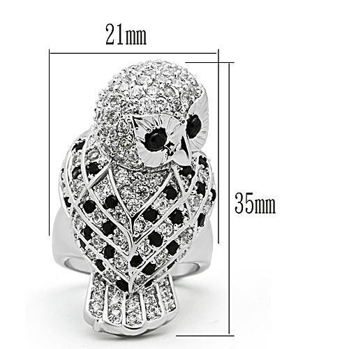 MA3W155 - Rhodium Brass Ring with AAA Grade CZ in Jet