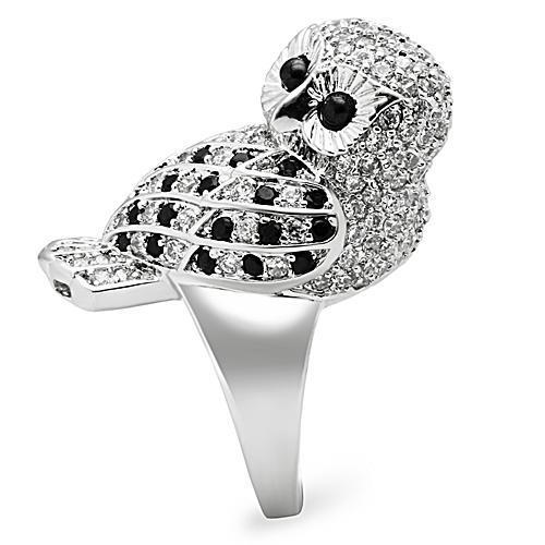 MA3W155 - Rhodium Brass Ring with AAA Grade CZ in Jet