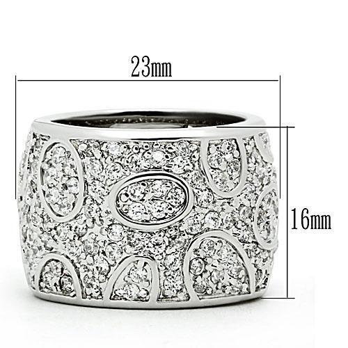 MA3W159 - Rhodium Brass Ring with AAA Grade CZ in Clear