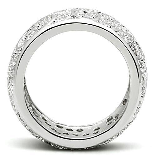 MA3W159 - Rhodium Brass Ring with AAA Grade CZ in Clear