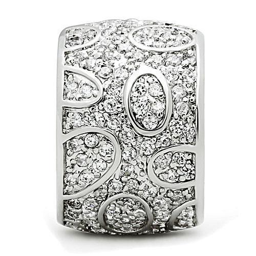 MA3W159 - Rhodium Brass Ring with AAA Grade CZ in Clear