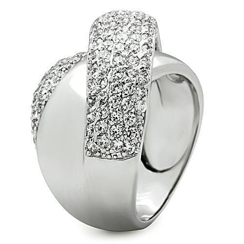 MA3W160 - Rhodium Brass Ring with AAA Grade CZ in Clear