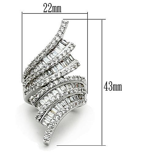 MA3W161 - Rhodium Brass Ring with AAA Grade CZ in Clear