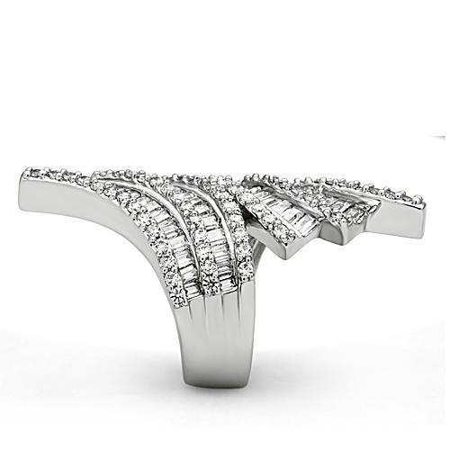 MA3W161 - Rhodium Brass Ring with AAA Grade CZ in Clear