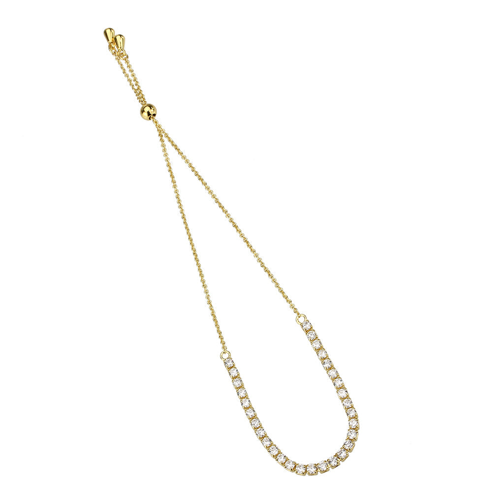 MA3W1641 - Gold Brass Bracelet with AAA Grade CZ in Clear