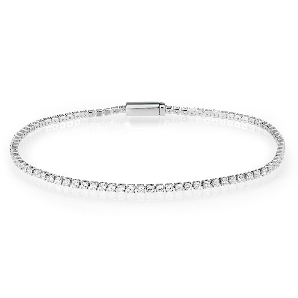 MA3W1679 - Rhodium Brass Bracelet with AAA Grade CZ in Clear