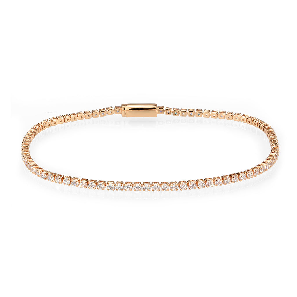 MA3W1684 - Rose Gold Brass Bracelet with AAA Grade CZ in Clear