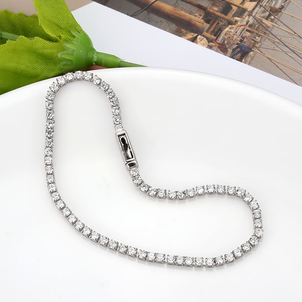 MA3W1685 - Rhodium Brass Bracelet with AAA Grade CZ in Clear
