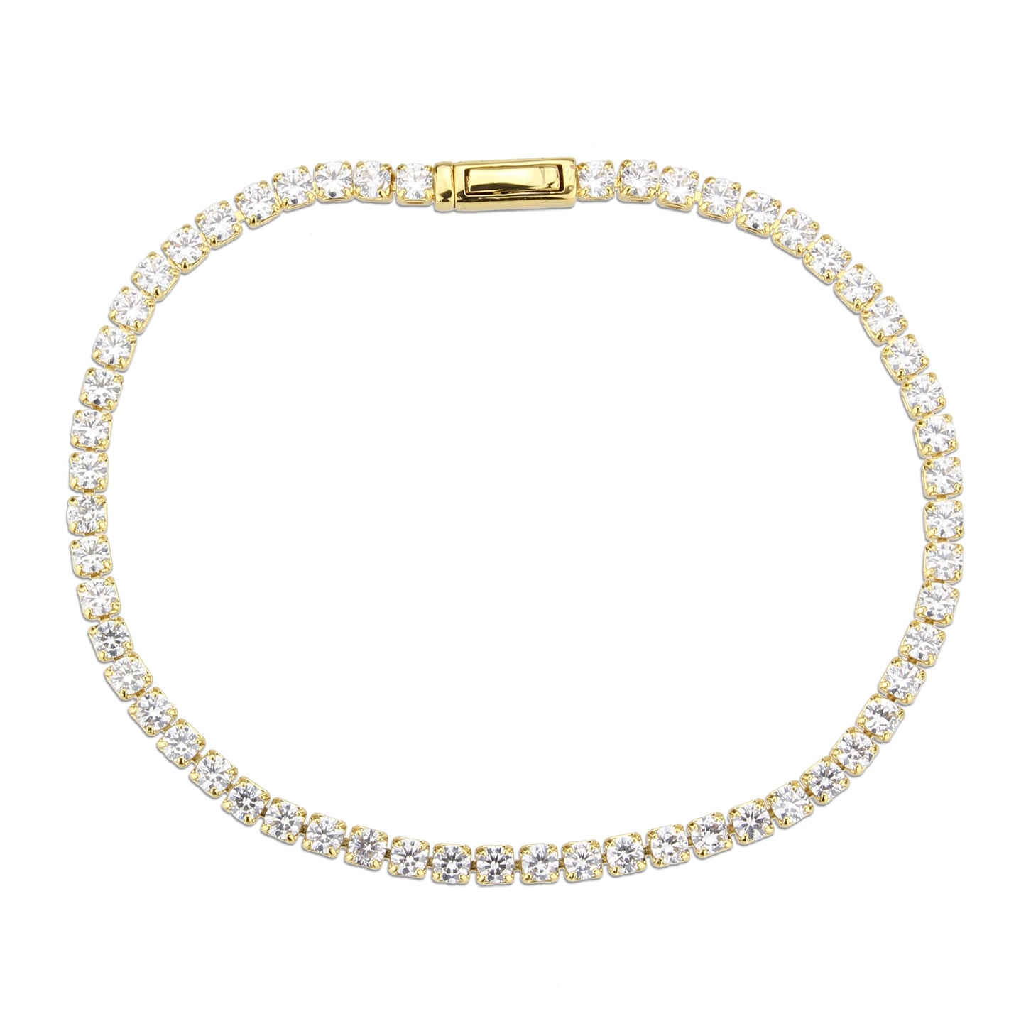 MA3W1689 - Gold Brass Bracelet with AAA Grade CZ in Clear