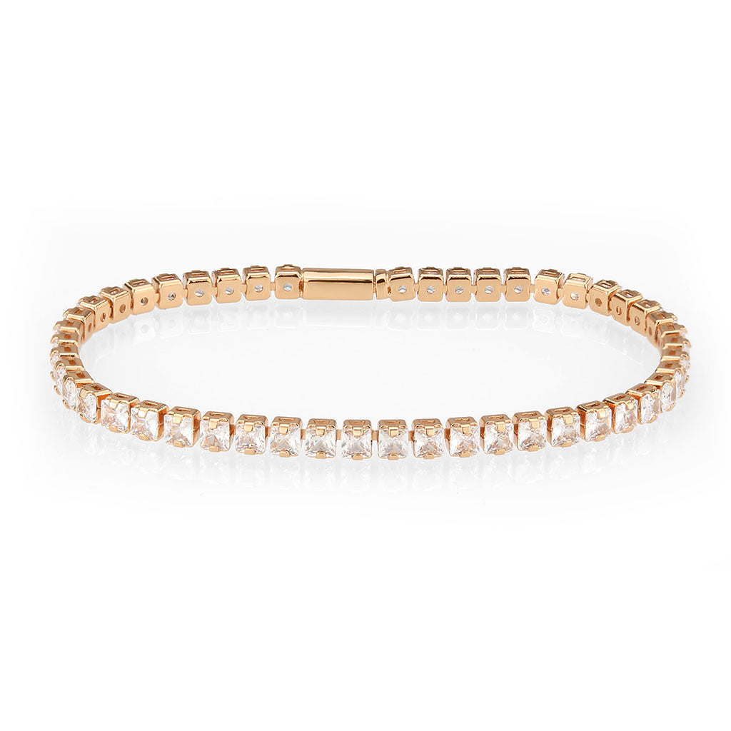 MA3W1696 - Rose Gold Brass Bracelet with AAA Grade CZ in Clear